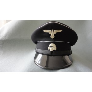 WW2 German Allgemeine-SS Officer Black Visor Cap
